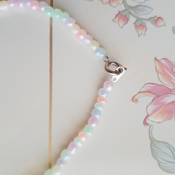 Handmade Pastel Beaded Choker Short Necklace Beach - Picture 8 of 8
